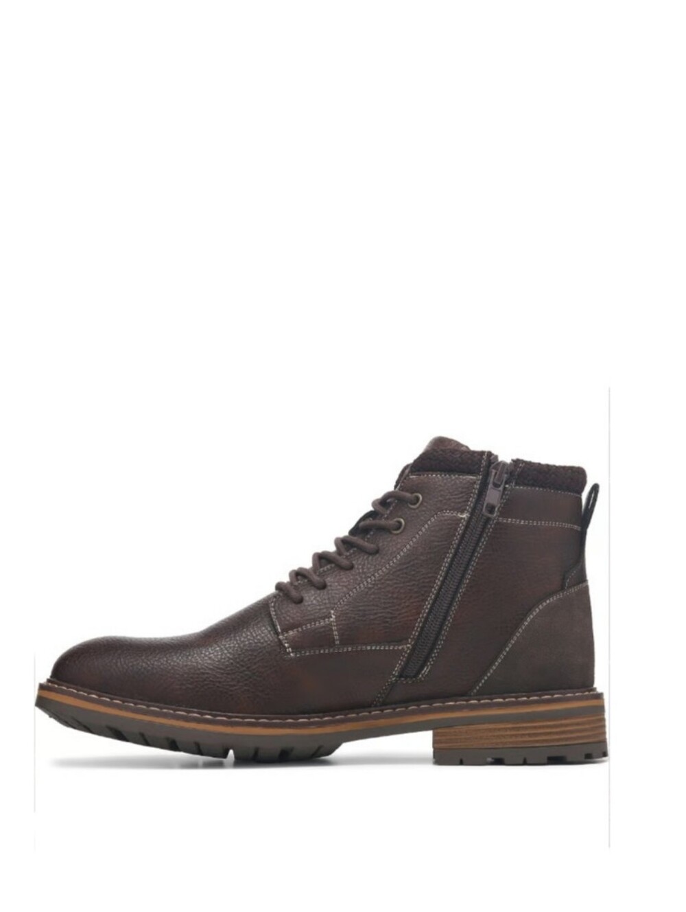 NEW Perry Ellis Portfolio Mens Sebastian Lace Up Side Zip Brown Leather Boots 9